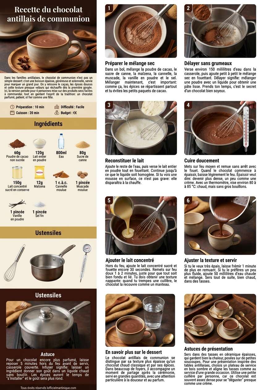 Fiche recette Recette du chocolat antillais de communion Fiche recette Recette du chocolat antillais de communion