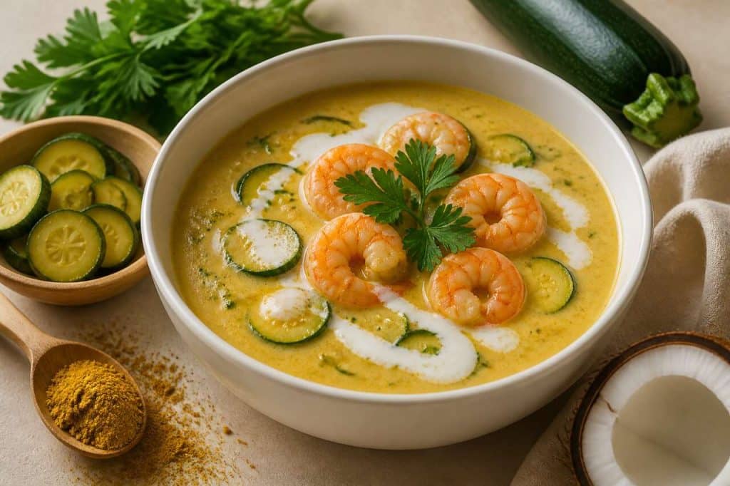 Recette de velouté de courgette aux crevettes à l'antillaise