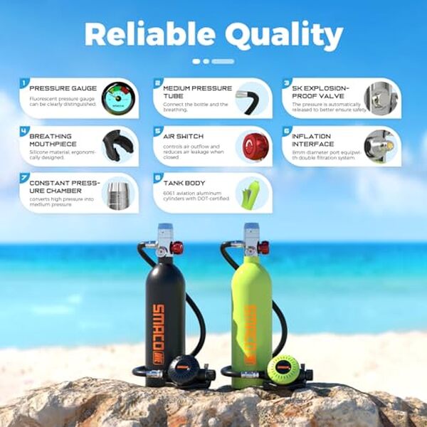 Découvrez notre test complet du kit de plongée SMACO mini scuba 1L avec masque : caractéristiques, avantages et performances pour la plongée en apnée. 