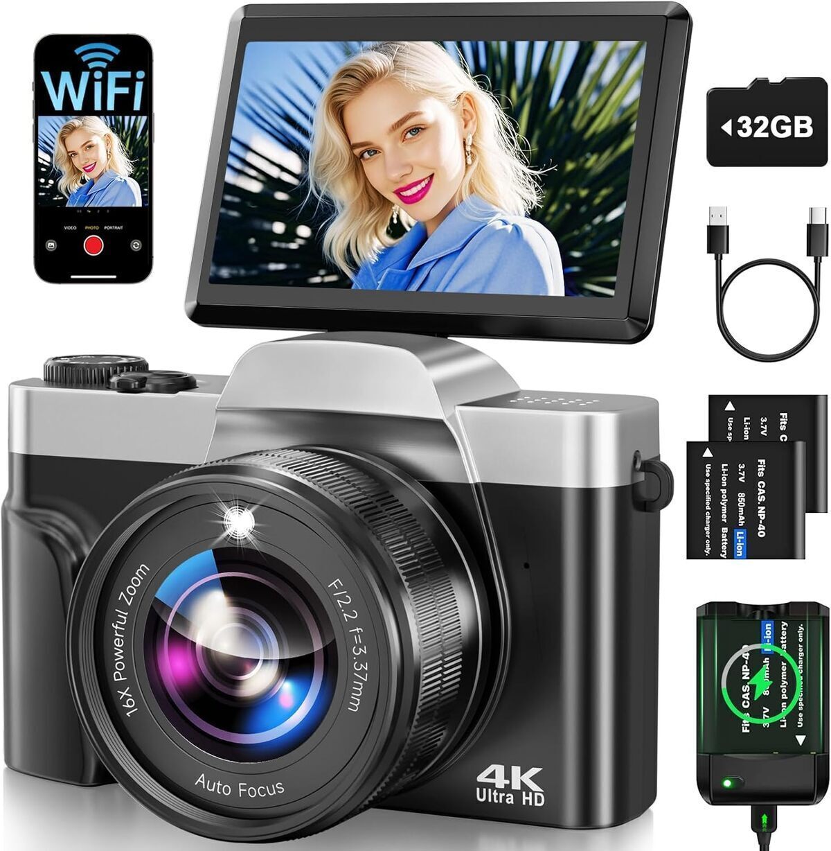 Test : appareil photo numérique 4K Vlog WiFi avec zoom 16X