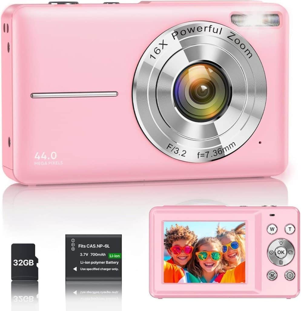 Test : appareil photo vlogging 1080P 44MP pour enfants et ados, rose