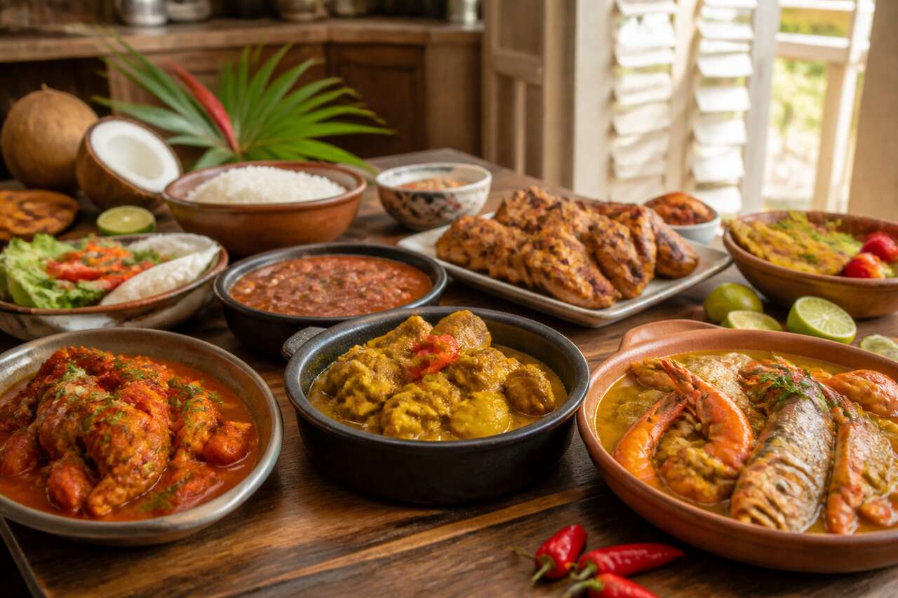 Plats principaux antillais &agrave; ma&icirc;triser: colombo, court-bouillon, fricass&eacute;es et grillades