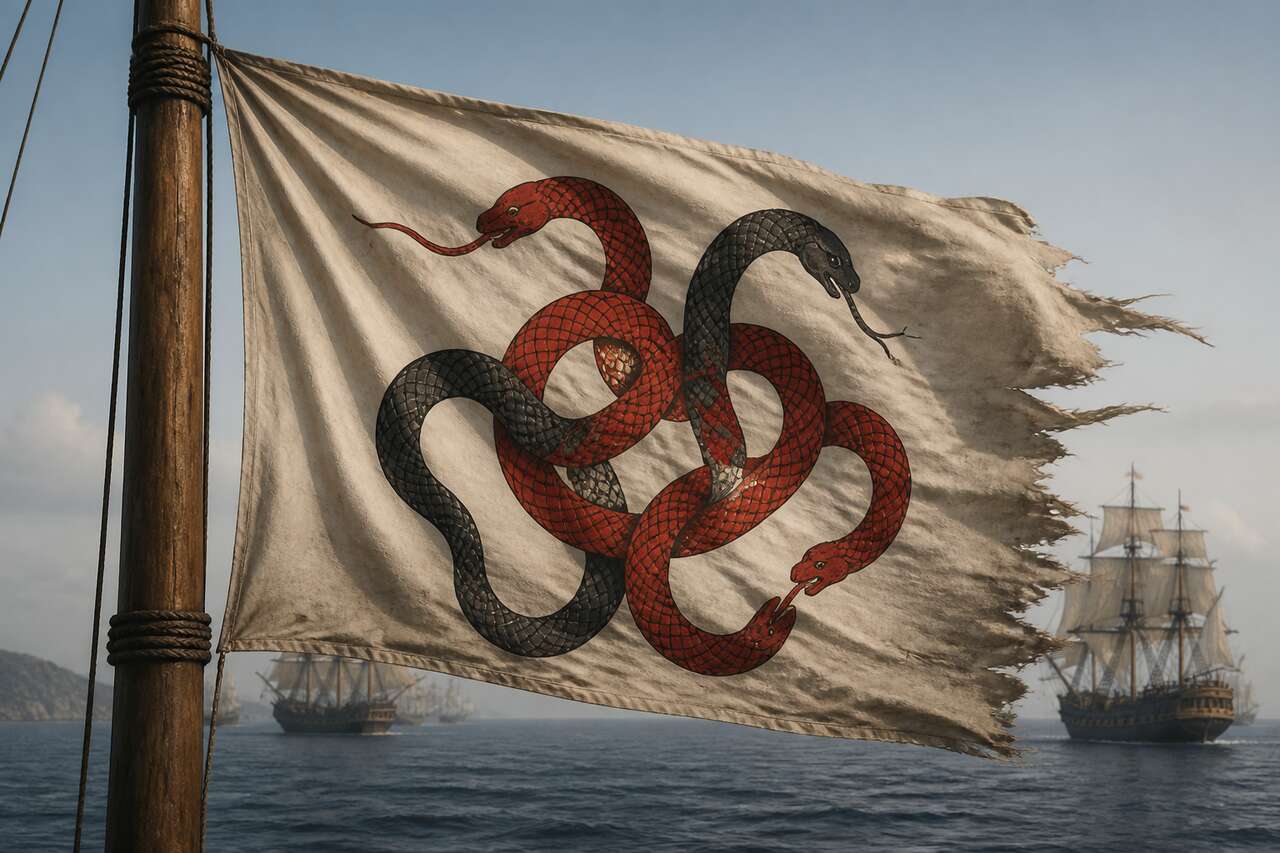 Le drapeau aux quatre serpents: origine, usage maritime et héritage colonial Le drapeau aux quatre serpents: origine, usage maritime et héritage colonial
