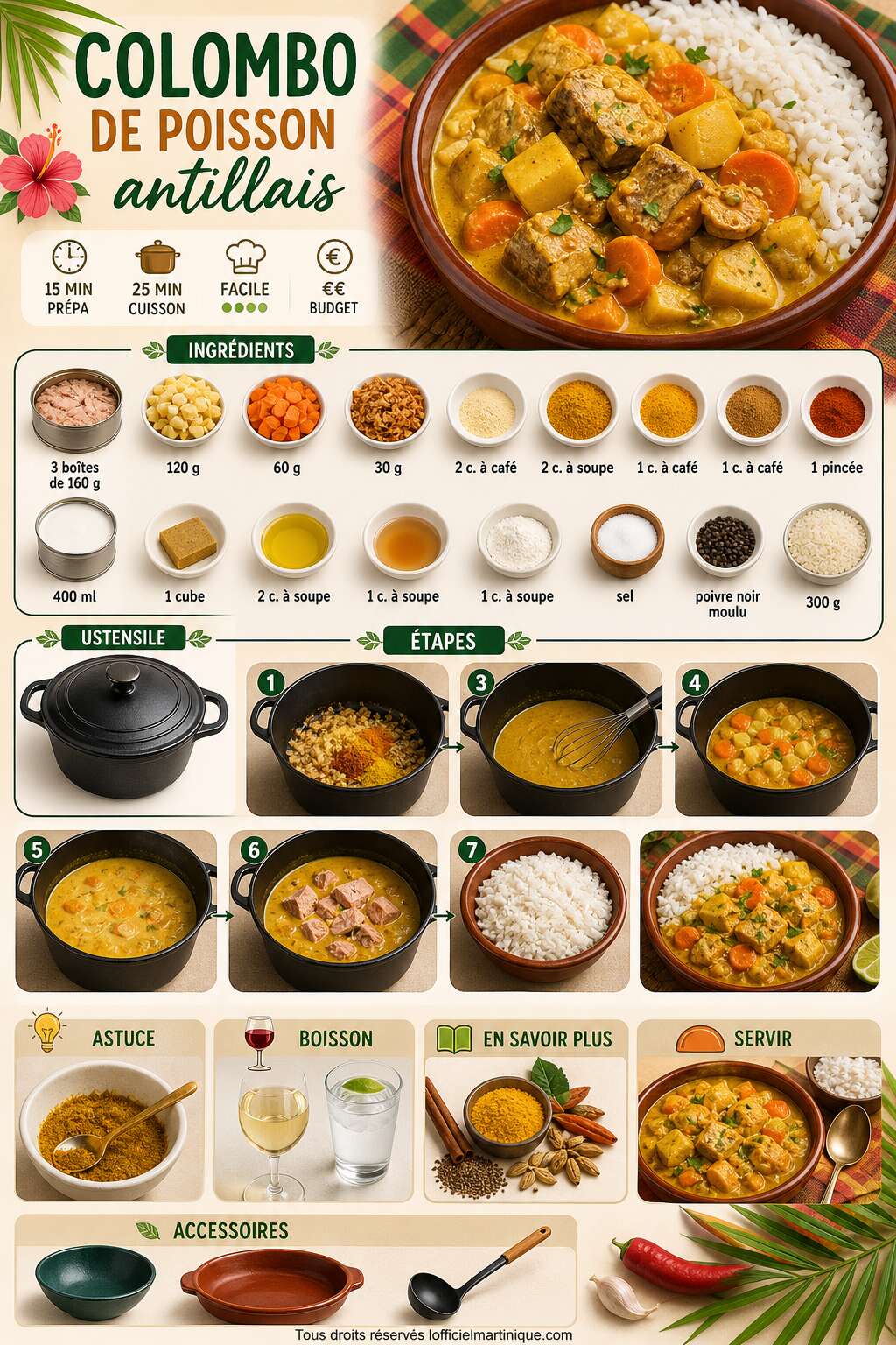 Fiche recette Recette du colombo de poisson antillais