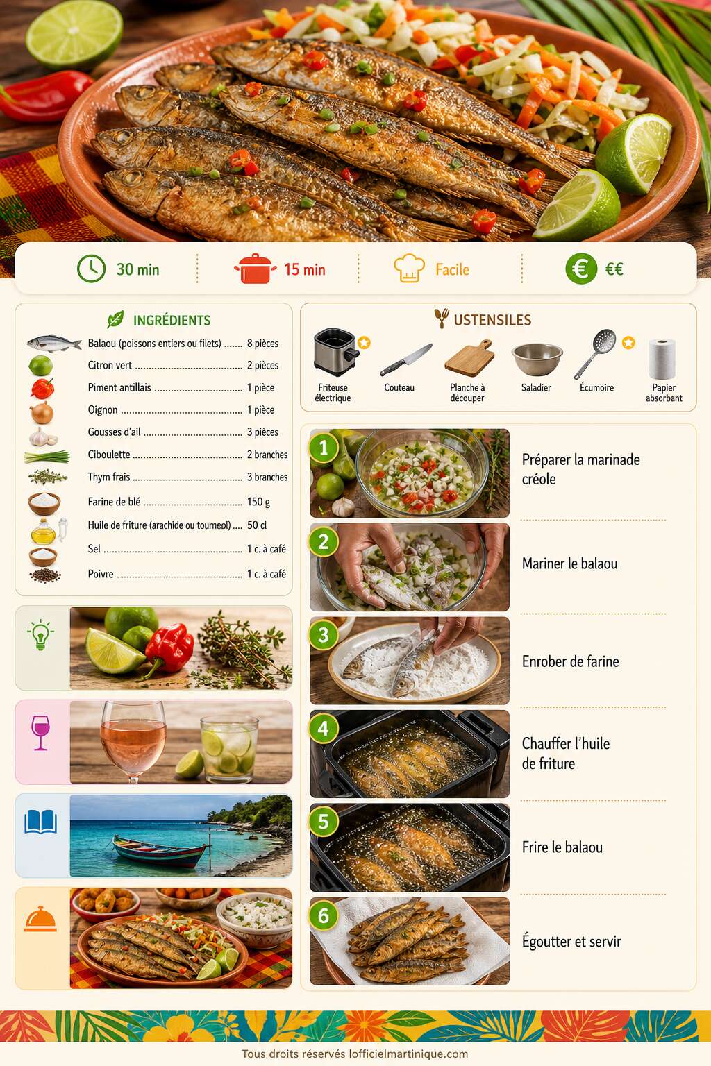 Fiche recette Recette du balaou frit à la martiniquaise Fiche recette Recette du balaou frit à la martiniquaise